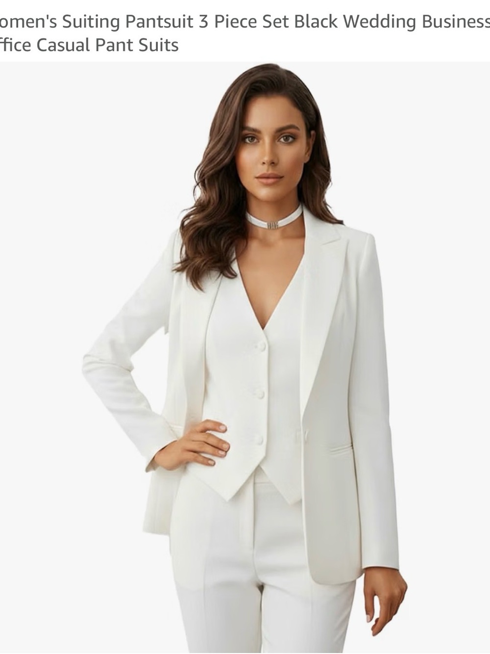 Women's White Tailored Blazer & Vest Suit Jacket